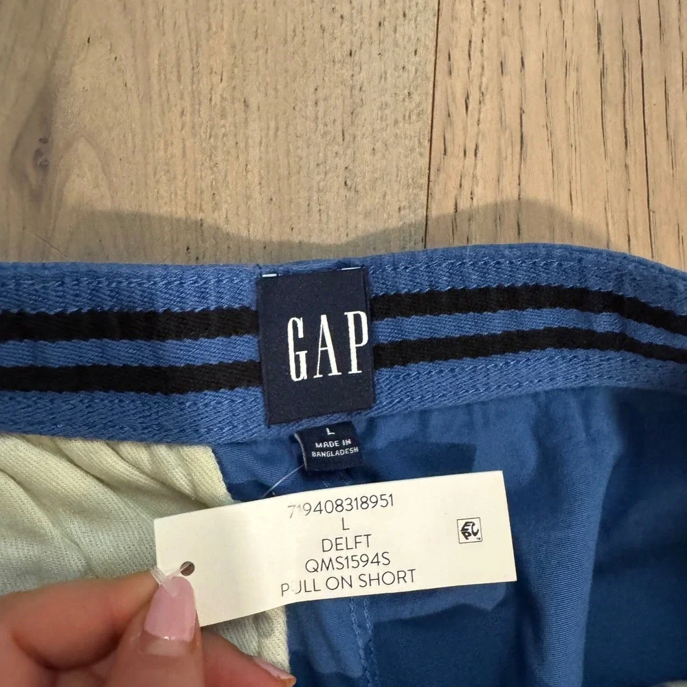 NWT Gap Mens Delft Pull On Shorts Blue‎ Elastic Drawstring QMS1594S Large